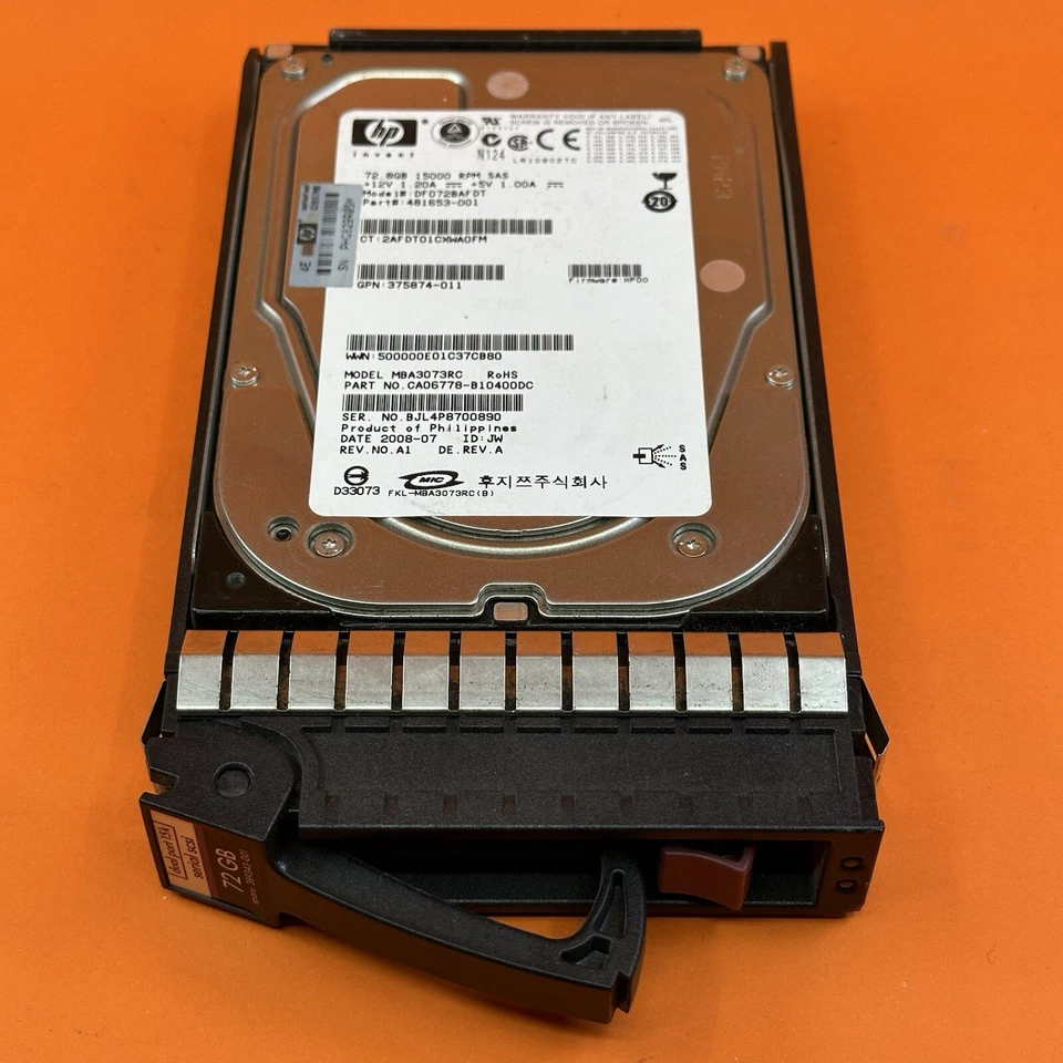 HP DF072BAFDT 72GB 15000RPM SAS Hot Swap 3.5" Internal HDD 376594-001 With Tray - Image 1 of 4