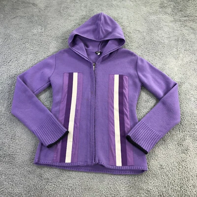 Vintage Versace Sport Hoodie Womens Small Full Zip Wool Italy Purple Hoodie - Image 1 of 4