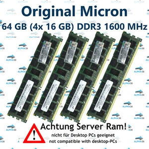 64 GB (4x 16 GB) RDIMM ECC DDR3-1600 Supermicro 6027TR-D70RF+ Server RAM - Bild 1 von 1