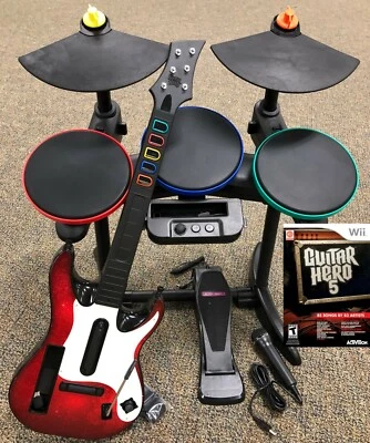 Guitar Hero 5 Super Bundle BAND SET Kit Drums+Mic+Guitar Game Nintendo Wii Wii-U - Image 1 of 4