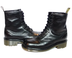 90s DR MARTENS 8304 Square Toe Black BOOTS UK 7 mens 8 womens 9 Made in England - Picture 1 of 12