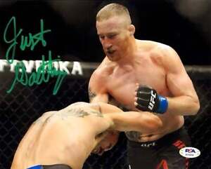 Justin Gaethje Autographed UFC 8x10 vs Donald Cerrone -PSA Auth