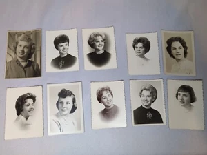 Vtg 1950s/60s Detroit High School Yearbook Photos B&W Lot 10 Girls Lady Ephemera - Picture 1 of 3