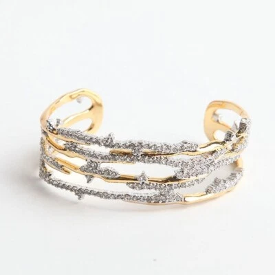 Authentic Alexis Bittar Orbiting Bamboo Crystal Encrusted Cuff - Image 1 of 4