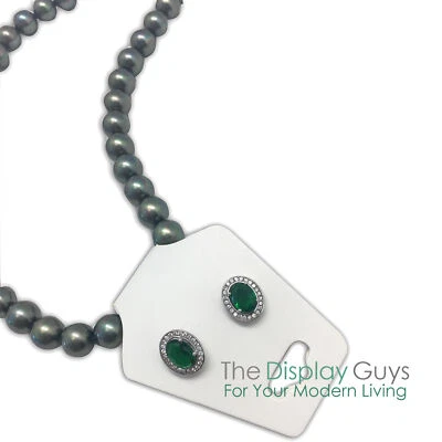 100pc Fold Over White Paper Earrings Necklace Display Hanging Cards for Jewelry - Image 1 of 3