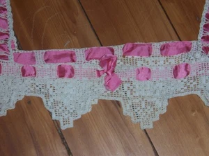 Yugo Victoriano Tejido a Mano con Ribete Satinado Rosa Excelente Estado Antiguo - Imagen 1 de 1