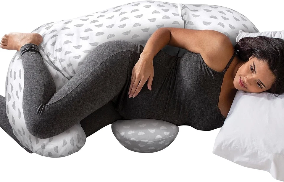 Boppy Full Body Side Sleeper Pillow For Pregnancy & Postpartum, White/Gray - Image 1 of 4