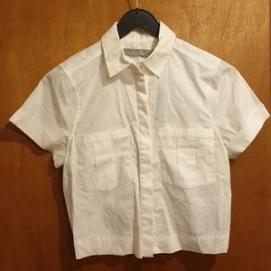 New with tag - AllSaints - ERA chalk short sleeved buttoned top/shirt/cropped - Picture 1 of 6