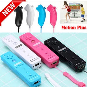 Built in Motion Plus Remote Controller Nunchuck For Nintendo Wii Wii U Gel Case - Picture 1 of 24