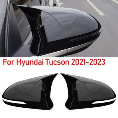 For Hyundai Tucson 2021-2023 ABS Gloss Black Rearview Mirror Cover Shell Caps - Image 1 of 4