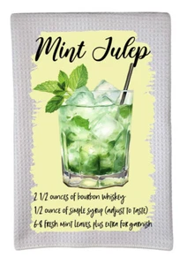 Mint Julep Cocktail Drink Recipe Alcohol Bar Trifold Waffle Weave Towel dz092 - Imagen 1 de 1