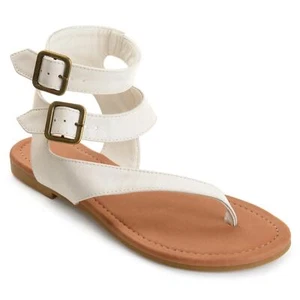 Journee Collection Kyle Double Strap Buckle White Sandals Size 9 - Picture 1 of 11