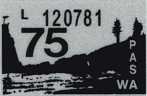 1975 WASHINGTON Vinyl Sticker Decal -CAR/Passenger License Plate Reg.TAB TAG-New - Picture 1 of 3