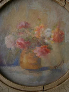 Painting Miniature Watercolour Bouquet of Flowers Still Life Deco Antique No. 2 - Picture 1 of 9