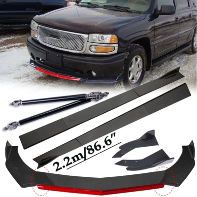 Front Bumper Lip Spoiler+Side Skirt Rear Lips Carbon Fiber For GMC Sierra 1500 Foto 1 de 4