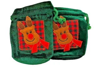 2X Bolsa de Navidad Hecha a Mano Adorno Árbol de Navidad Patrón de Reno Bolsa de Regalo EE. UU. - Imagen 1 de 3