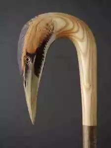 "Hand-Carved Wooden Walking Stick - Beautiful Bird Design, Perfect Wooden Gift" - Picture 1 of 2