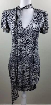 Vestido Roberto Cavalli Clase Estampado Jaguar 100% Seda Estrás Manga Talla 40/6US Foto 1 de 4