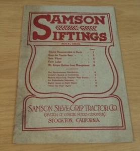 RARE 1918 News Magazine~"SAMSON SIFTINGS" Samson Sieve-Grip TRACTOR Stockton CA~ - Picture 1 of 11