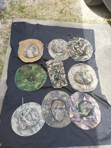 9 LOT CAMO Bush Safari Boonie hats drawstring, side snaps, size MED / Large - Picture 1 of 9