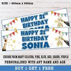 2 x PERSONALISED HAPPY BIRTHDAY BANNERS - ANY NAME & ANY AGE - PARTY DECORATION
