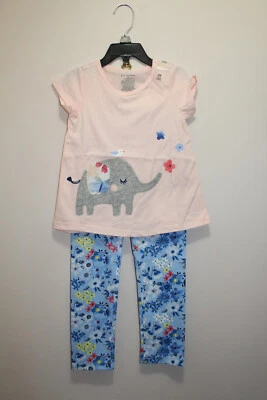 FIRST IMPRESSIONS GIRLS OUTFIT 2-PIECE T-SHIRT & LEGGINGS ELEPHANT FLORAL SIZ 3T Foto 1 de 4
