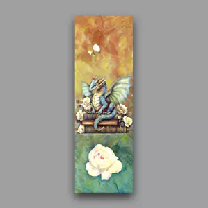 Dragon on books bookmark with roses collectable unique design reader gift - Picture 1 of 3