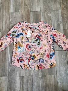 Nwt Hester & Orchard Linen Blend Top Floral Multi Color Size Large - Picture 1 of 8