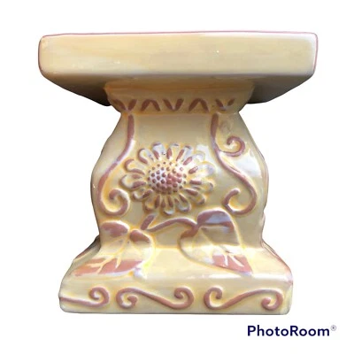 "Juego de 2 bases de velas de pilar base de estatuilla con soporte de planta de cerámica dorada 5x5x5""" Foto 1 de 3