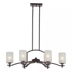 Forte Lighting 6-Light 9.75" Oval Chandelier, Bronze/White Linen - 2625-06-32 - Picture 1 of 1