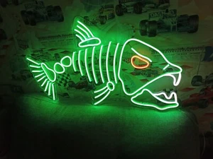 Fish neon sign, skeleton fish neon sign, sea neon sign, man caveneon  (size 25") - Picture 1 of 12