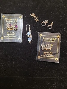 Sterling .925, Lot. Earrings, Hearts, crosses, Cateye, Bali Handcrafted - Picture 1 of 11
