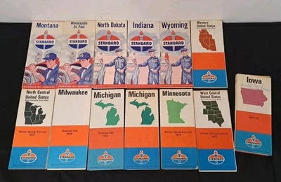 Vtg Lot 13 60's & 70's Standard Oil Co Road Maps Gas Station Maps NR - Image 1 of 4