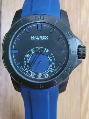 Haurex Italy Acros Black Ion-Plated Stainless Steel Blue Band Mens Watch - Image 1 of 4