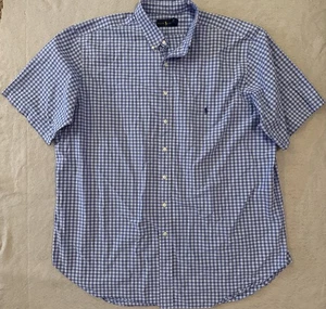 Camisa Ralph Lauren Para Hombres 2XLT Alta Azul Guinga Con Botones Manga Corta - Imagen 1 de 12