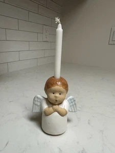 Gustavsberg Lisa Larson Angel Candle Holder Pottery Signed 4 3/4” Sweden VTG - Picture 1 of 9