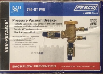FEBCO 3/4-in Bronze FNPT Pressure vacuum breaker - Image 1 of 3