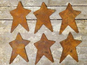 Primitive Rusty Tin Country Stars Set of 6 New - Picture 1 of 3
