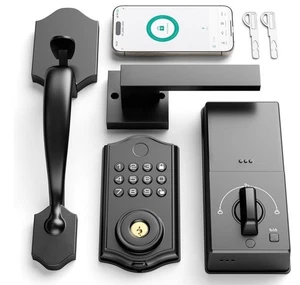 Juego de cerradura de puerta delantera inteligente Leecici Control de aplicación sin llave inteligente de huellas dactilares cerrojo - Imagen 1 de 16