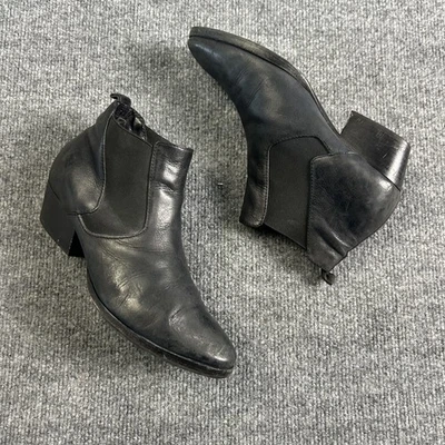 Botas Aquatalia Mujer Talla 6.5 Cuero Negro Tobillo Chelsea Tacón Bloque Italia Foto 1 de 4