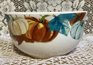 Tazón de sopa o cereal Royal Norfolk Fall Harvest Gather calabazas 6" X 3" MF - Imagen 1 de 4