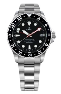 Reloj para hombre Ratio FreeDiver GMT esfera negra automático de buceo 200M RTF051 - Imagen 1 de 5