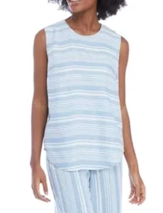 Sharagano Damen Tencel® Gestreiftes seitliches Tanktop mit Knöpfen Größe XL. Neu mit Etikett - Bild 1 von 5