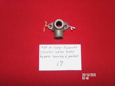 1938-50 DODGE, PLYMOUTH, CHRYSLER CAIXA DE BYPASS DA BOMBA DE ÁGUA E JUNTA - Imagem 1 de 3