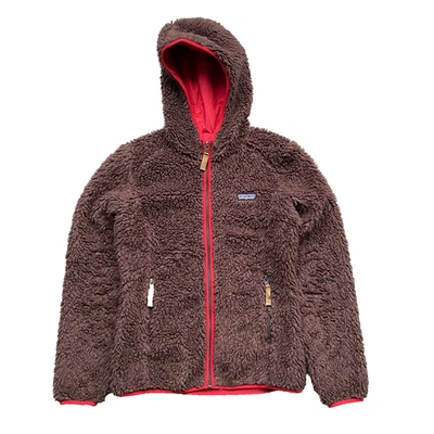 Jaqueta cardigã Patagonia retrô-X com capuz marrom escuro/vermelho acabamento tamanho médio - Imagem 1 de 4