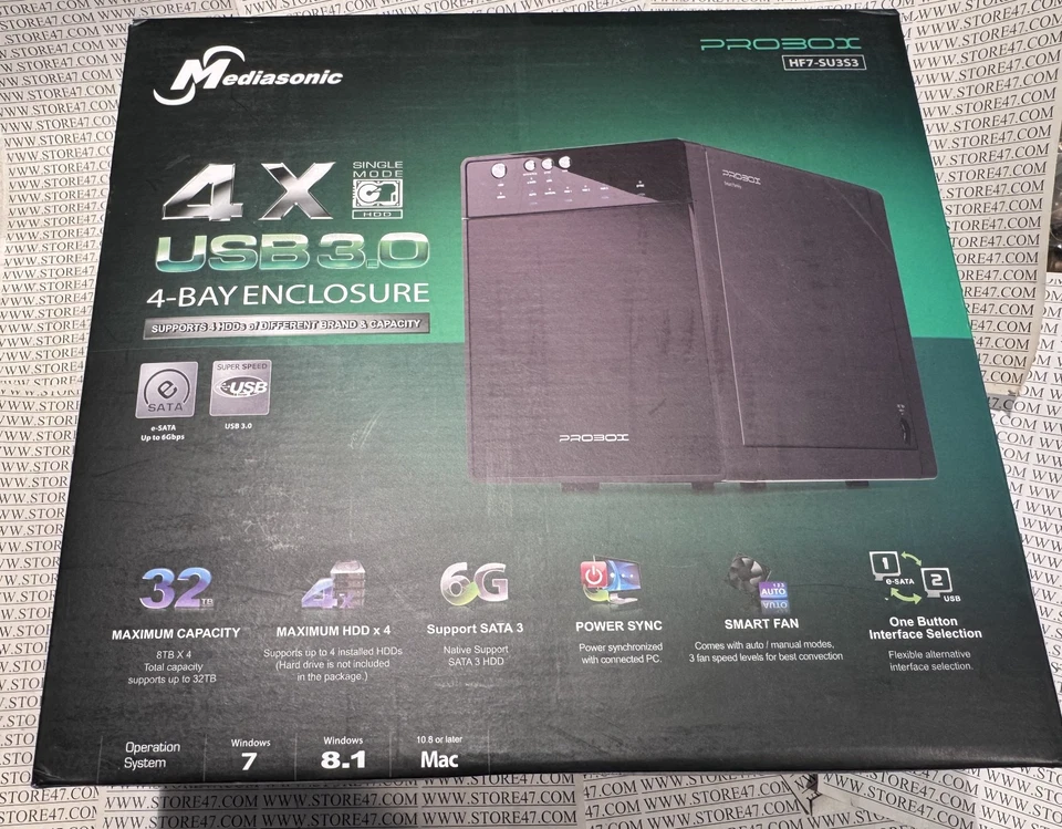 Mediasonic HF7-SU3S3 ProBox 4 Bay 3.5" SATA Hard Drive Enclosure USB 3.0 & eSATA - Image 1 of 4