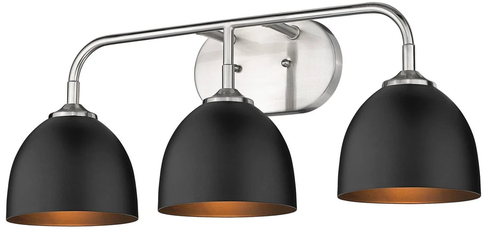 Zoey 24 1/2" Wide Pewter and Matte Black 3-Light Bath Light - Image 1 of 1