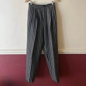 Josephine Chaus pantaloni vintage donna 10 gamba larga a righe vita alta lana - Foto 1 di 7