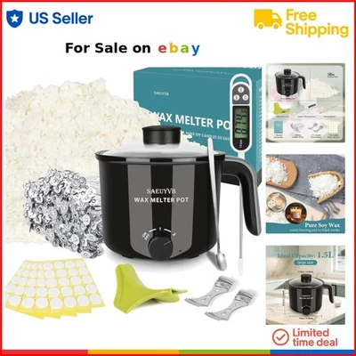 Candle Making Kit Natural Soy Wax Wicks Thermometer DIY Supplies for Beginners - Image 1 of 4