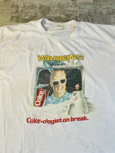 T-shirt uomo bianca XL Max Headroom Coca-ologist On Break Beach 1987 vintage - Foto 1 di 11